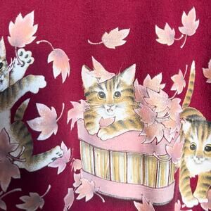 Vintage Morning Sun Fall Cats Sweatshirt Pullover Large Burgundy Red Kittens